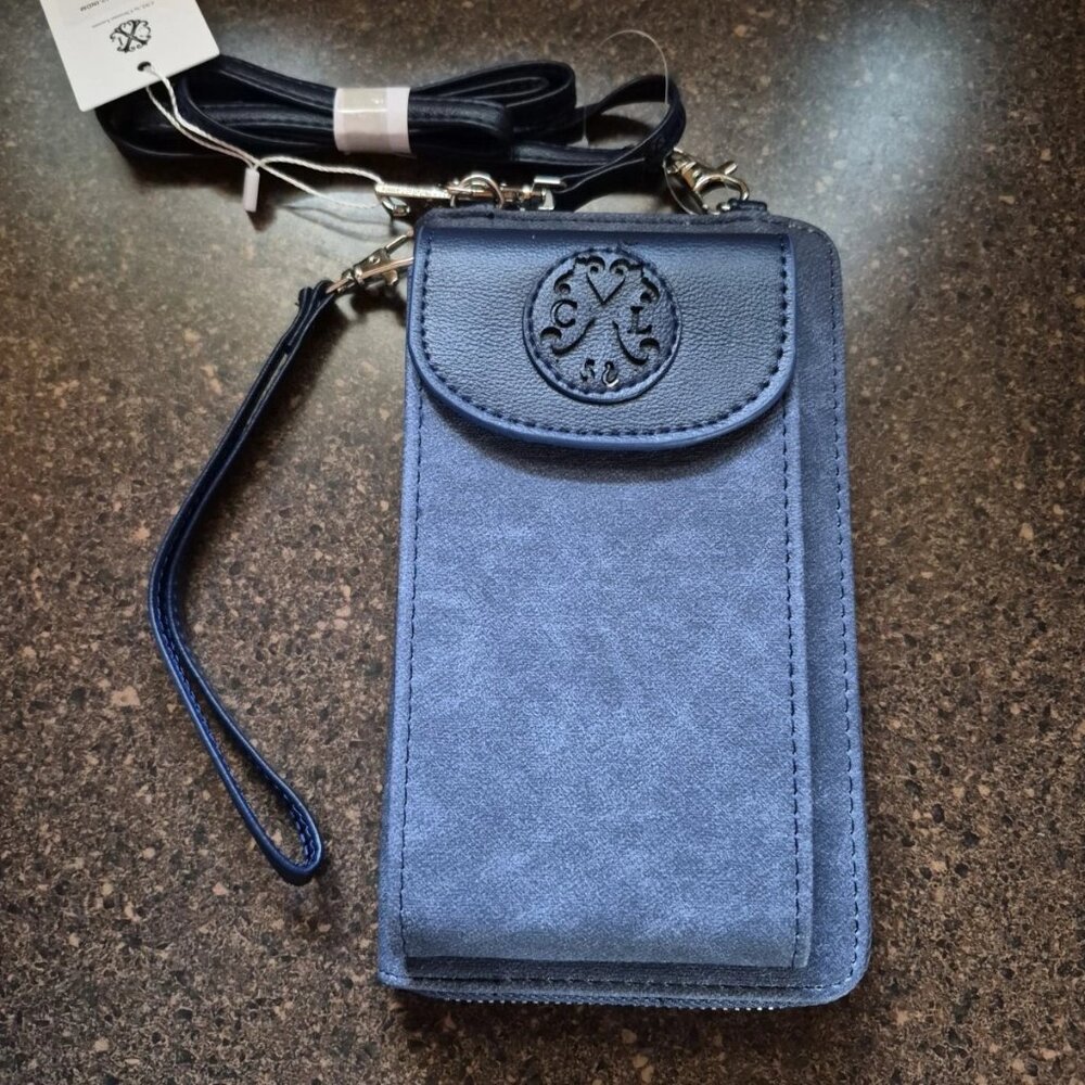 Christian Lacroix Denim Phone Crossbody Wristlet Wallet NWT Indigo Travel CXL